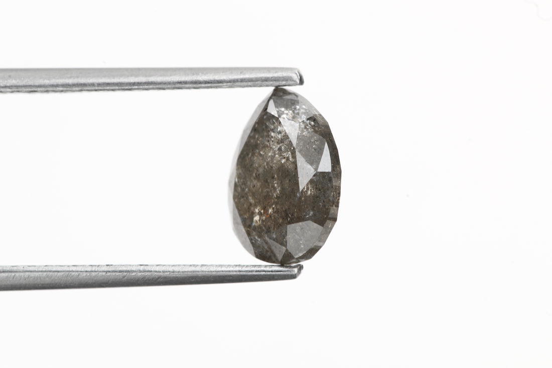 Salt and Pepper Diamond, 1.68 Ct Natural Gray Color Pear Cut Loose Diamond for Engagement Ring Jewelry