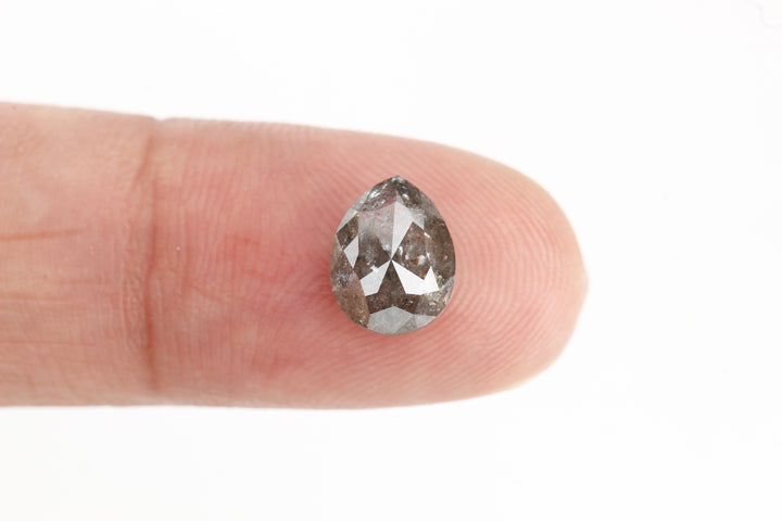 Salt and Pepper Diamond, 1.68 Ct Natural Gray Color Pear Cut Loose Diamond for Engagement Ring Jewelry