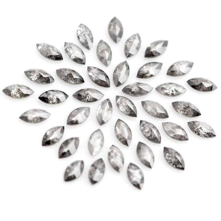 1.00 Ct 2.00 x 4.00 MM Natural Salt and Pepper Marquise Cut Loose Diamond for Engagement Ring