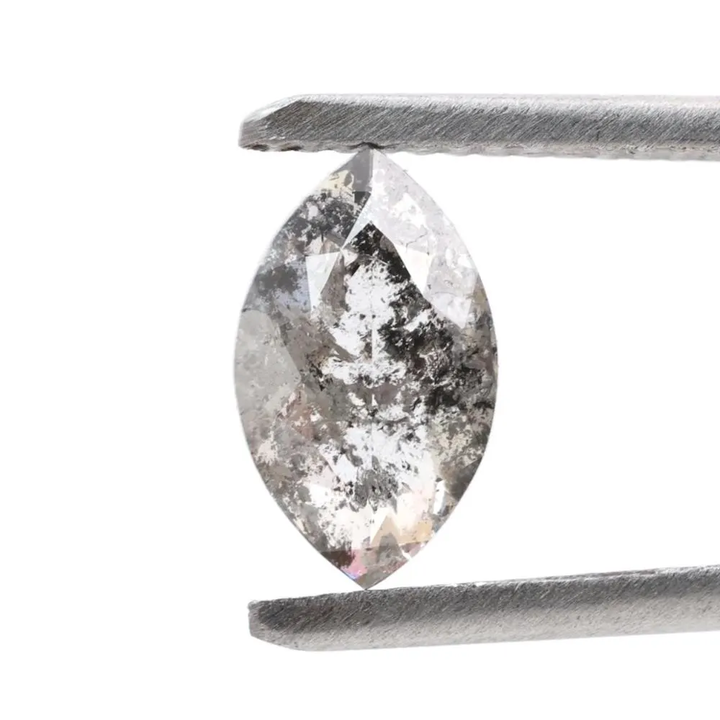 1.25 Carat Salt and Pepper Diamond, Natural Gray Color Marquise Loose Diamond for Engagement Ring