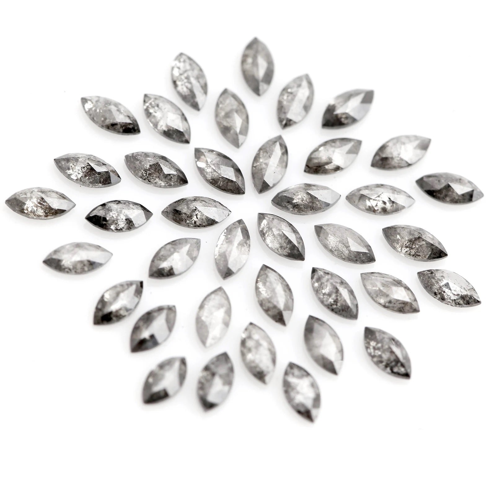 1.00 Ct 2.00 x 4.00 MM Natural Salt and Pepper Marquise Cut Loose Diamond for Engagement Ring