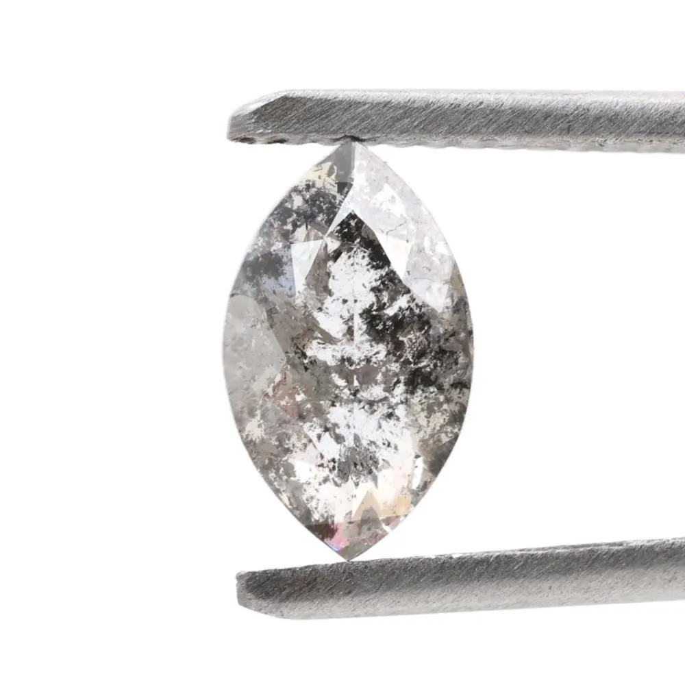 1.25 Carat Salt and Pepper Diamond, Natural Gray Color Marquise Loose Diamond for Engagement Ring