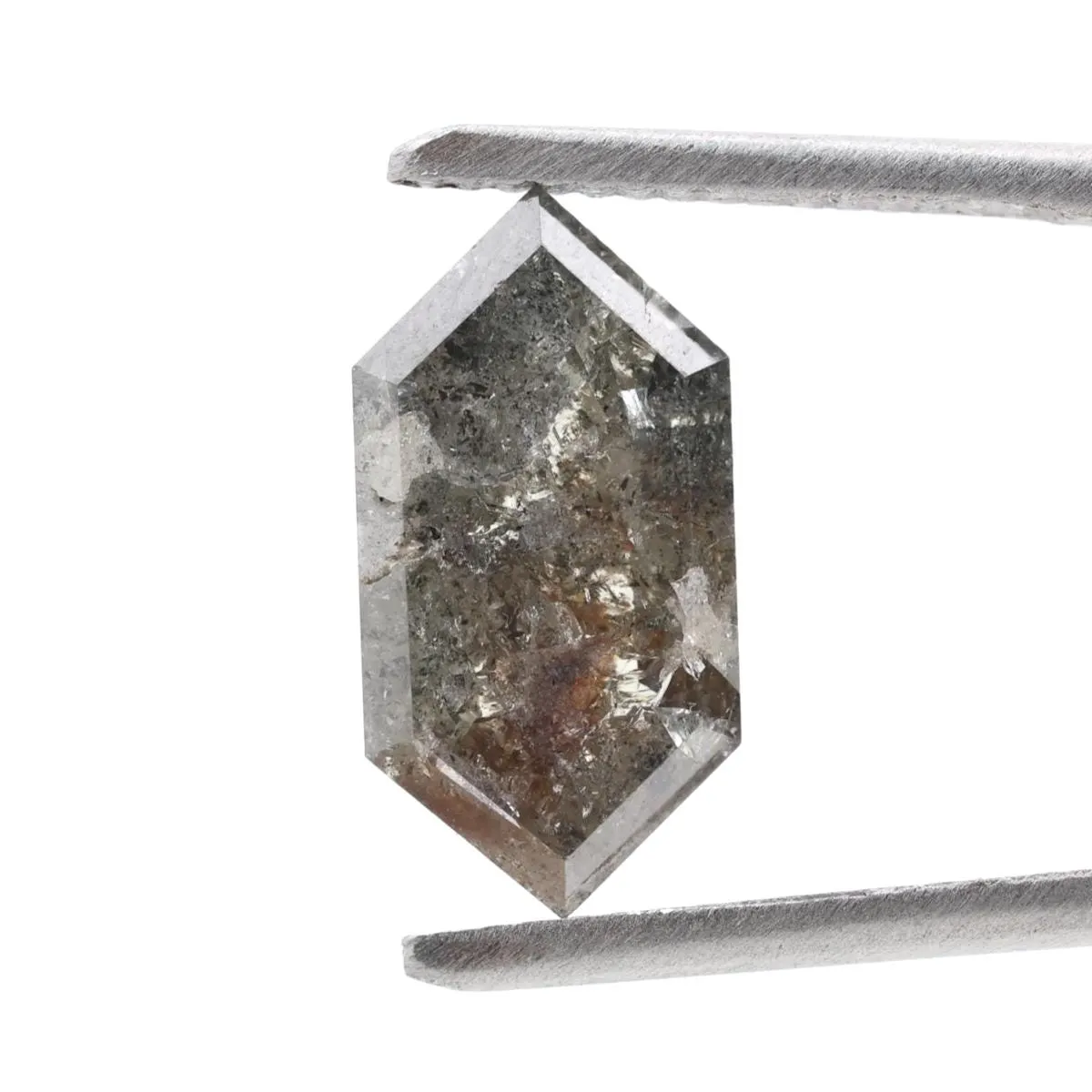 3.12 Ct Salt and Pepper Diamond, Natural Gray Hexagon Cut Loose Diamonds for Engagement Ring