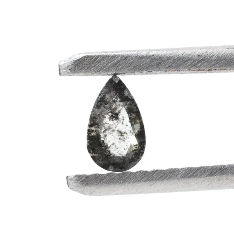 0.23 Ct Salt and Pepper Diamond, Natural Gray Color Pear Cut Loose Diamonds for Wedding Ring