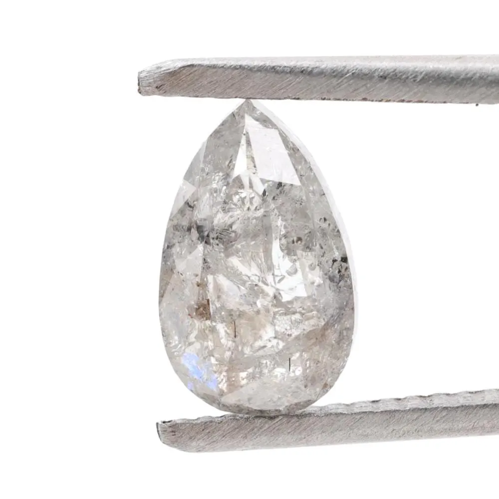 1.62 Ct Salt and Pepper Diamond, Natural Gray Color Pear Cut Loose Diamonds for Engagement Ring