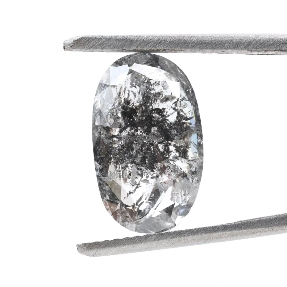3.83 Ct Salt and Pepper Diamond, Natural Gray Smokey Oval Loose Diamonds for Minimalist Engagement Ring