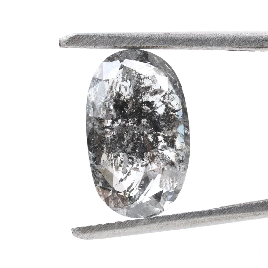 3.83 Ct Salt and Pepper Diamond, Natural Gray Smokey Oval Loose Diamonds for Minimalist Engagement Ring