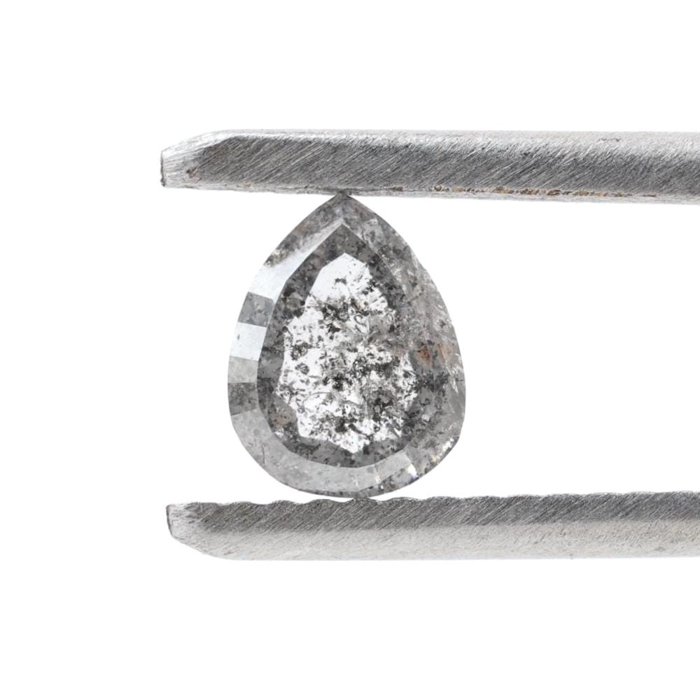 0.83 Ct Salt and Pepper Diamond, Natural Gray Color Pear Cut Loose Diamonds for Wedding Ring