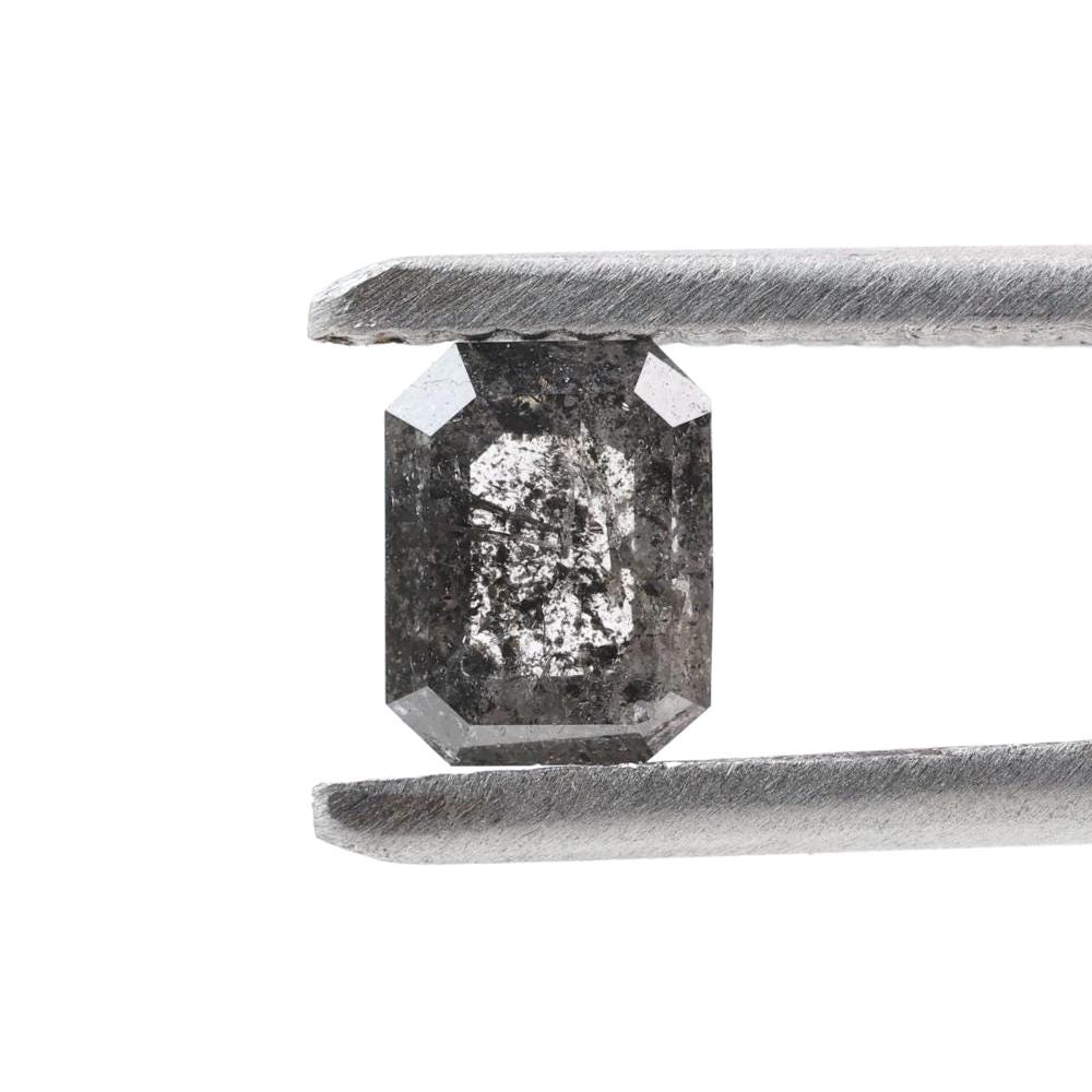 0.68 Ct Salt and Pepper Diamond, Natural Gray Color Emerald Loose Diamond for Engagement Ring