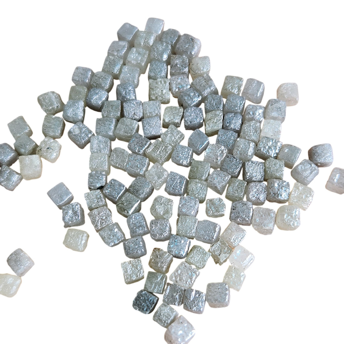10.05 Ct Natural Cube Rough Diamonds | 3.00–4.00 mm Gray Color Uncut Loose Stones for Jewelry Making