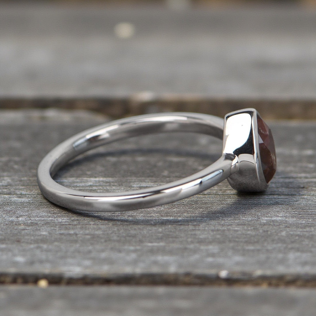 Pear Diamond Ring, 14K Gold Engagement Ring, Natural Brown Red Diamond Ring, Gift for Women