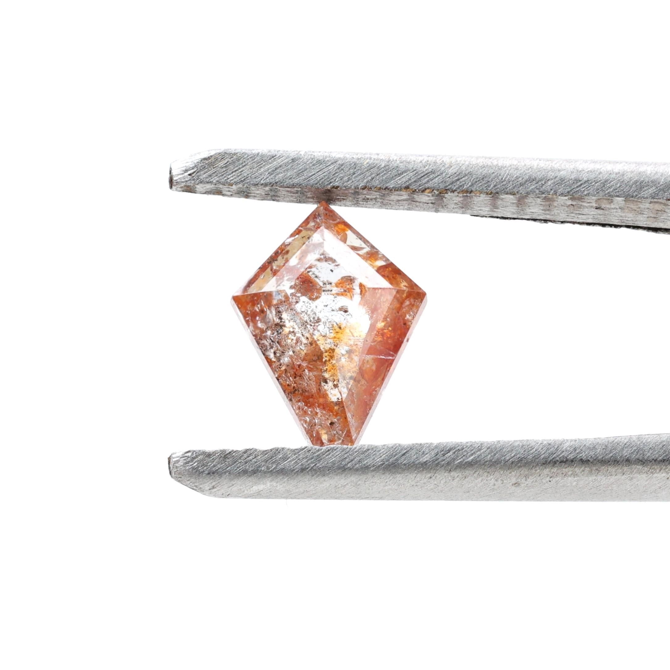 0.63 Carat Salt and Pepper Diamond, Natural Orange Kite Loose Diamonds for Minimalist Engagement Ring