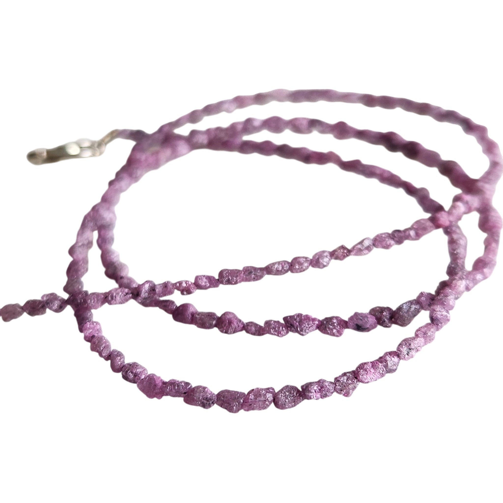 Pink Rough Diamond Beads 16" Strand Necklace, Natural Loose Long Drilled Diamond Beads Chain