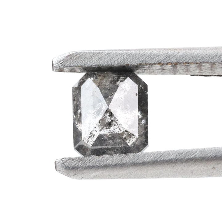 0.73 Ct Salt and Pepper Diamond, Natural Gray Color Emerald Loose Diamond for Engagement Ring
