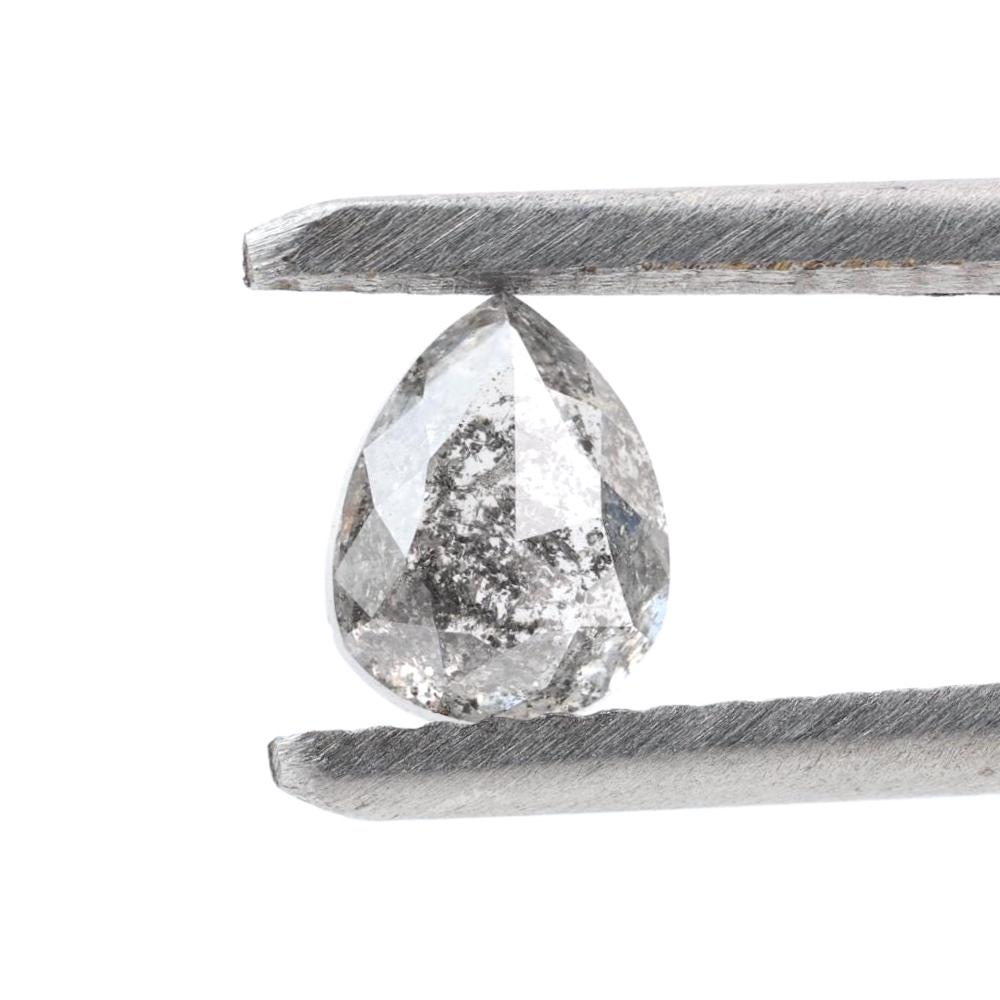 0.83 Ct Salt and Pepper Diamond, Natural Gray Color Pear Cut Loose Diamonds for Wedding Ring