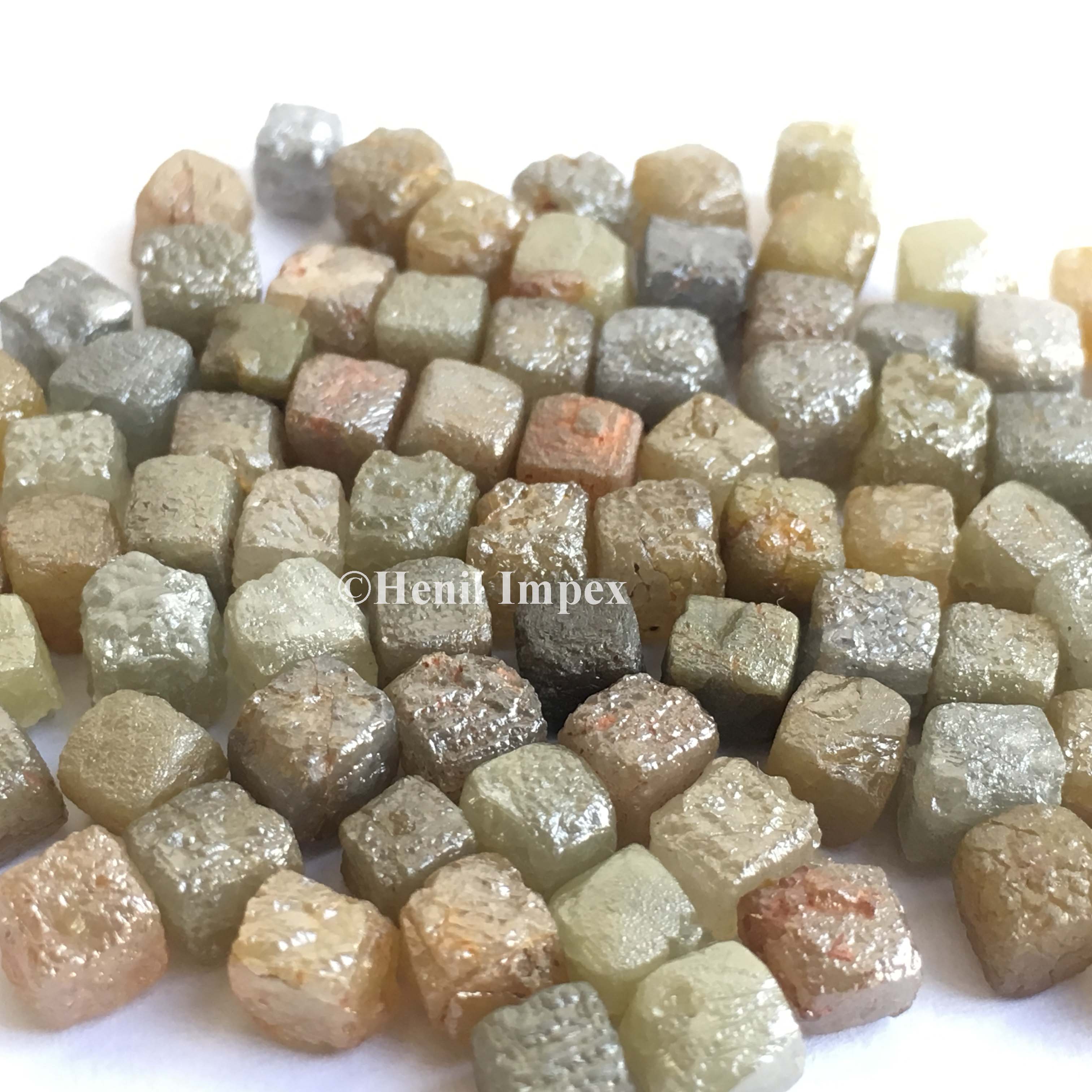 Cube Rough Diamond, Natural Mix Color Congo Cube Raw Rough Diamond, 4.50 to 5.00 MM Size 10.00+ Carat Lot