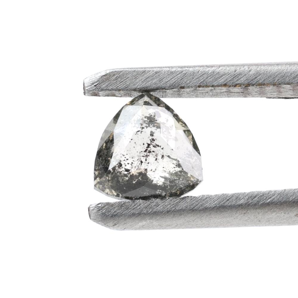 0.52 Ct Salt and Pepper Diamond, Natural Gray Trillion Loose Diamonds for Engagement Ring