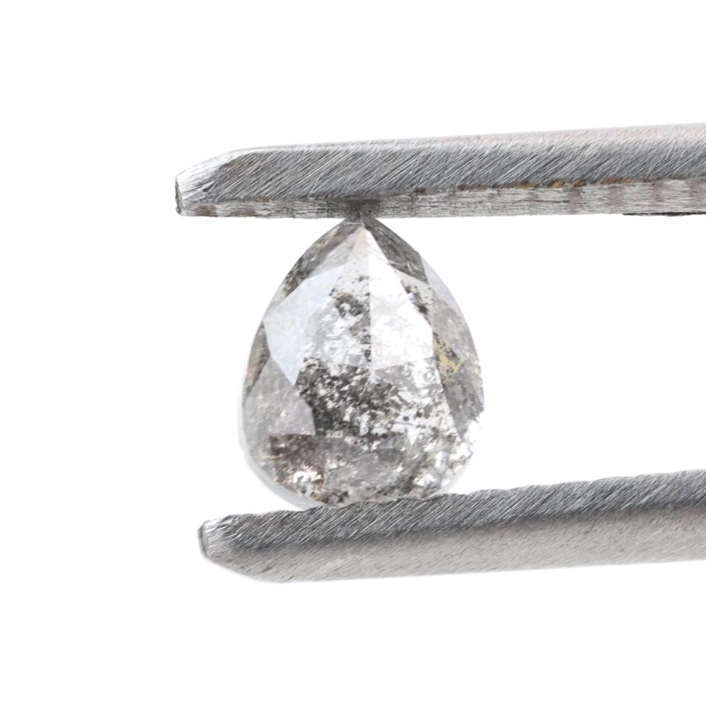 0.83 Ct Salt and Pepper Diamond, Natural Gray Color Pear Cut Loose Diamonds for Wedding Ring