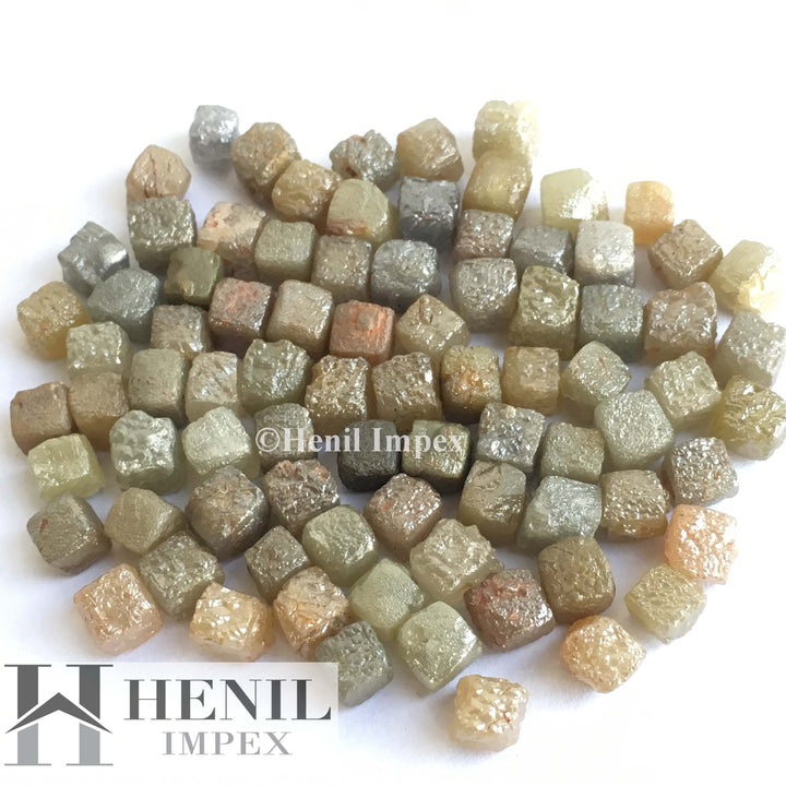 Cube Rough Diamond, Natural Mix Color Congo Cube Raw Rough Diamond, 4.50 to 5.00 MM Size 10.00+ Carat Lot