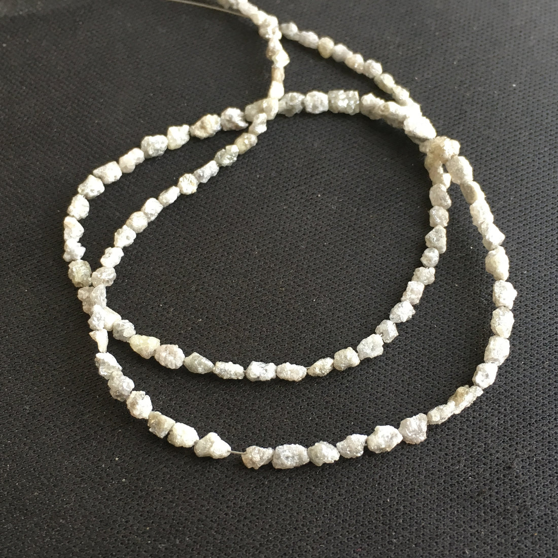 20.00 Ct Natural Gray Color Long Drilled Raw Rough Loose Diamond Beads 16" Strand Necklace wt Silver Clasp