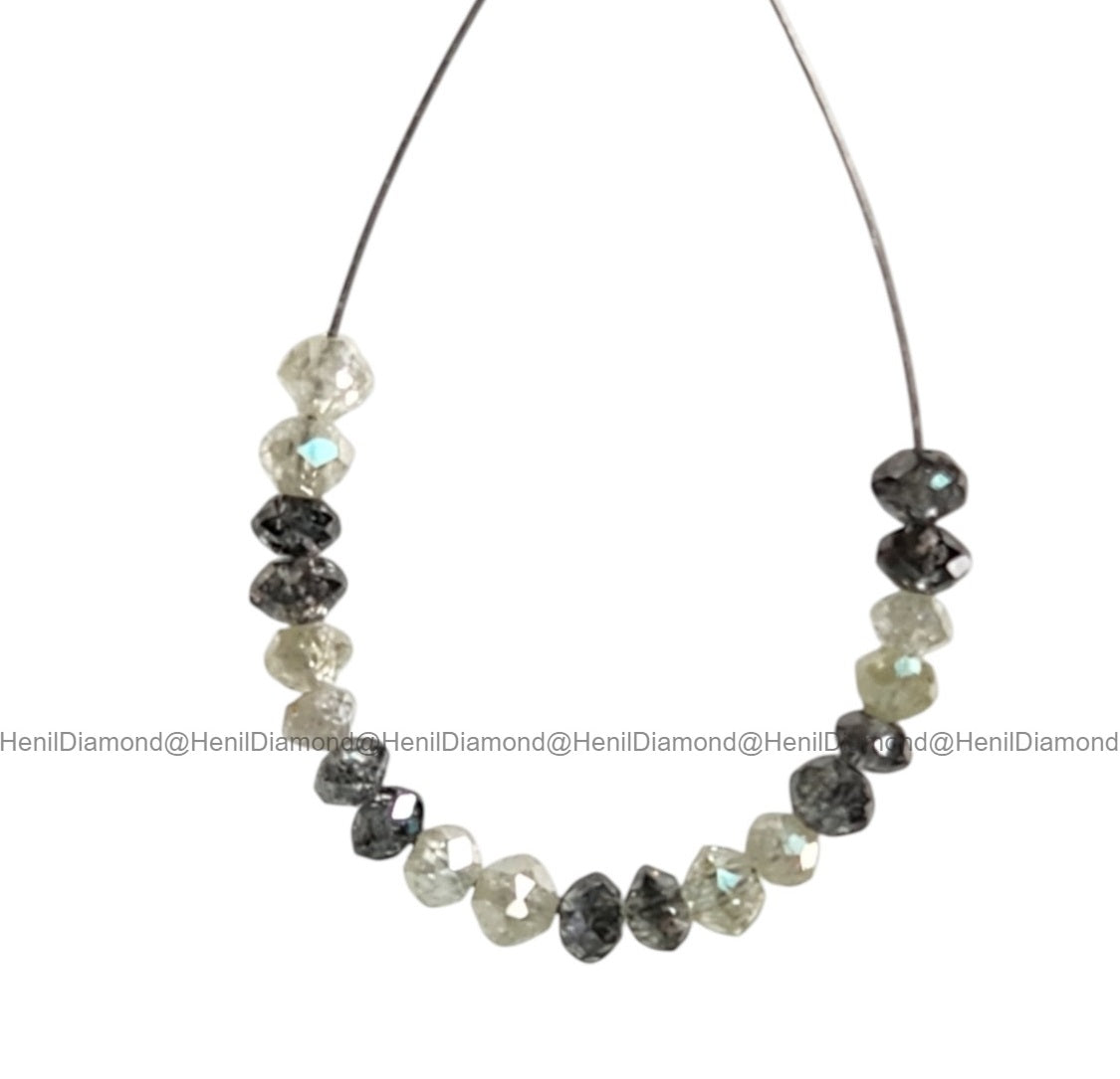 1.02 Ct Lot 1.50 to 2.00 MM Natural White Gray Polished Round Loose Diamonds Beads wt Drilled Hole for Necklace