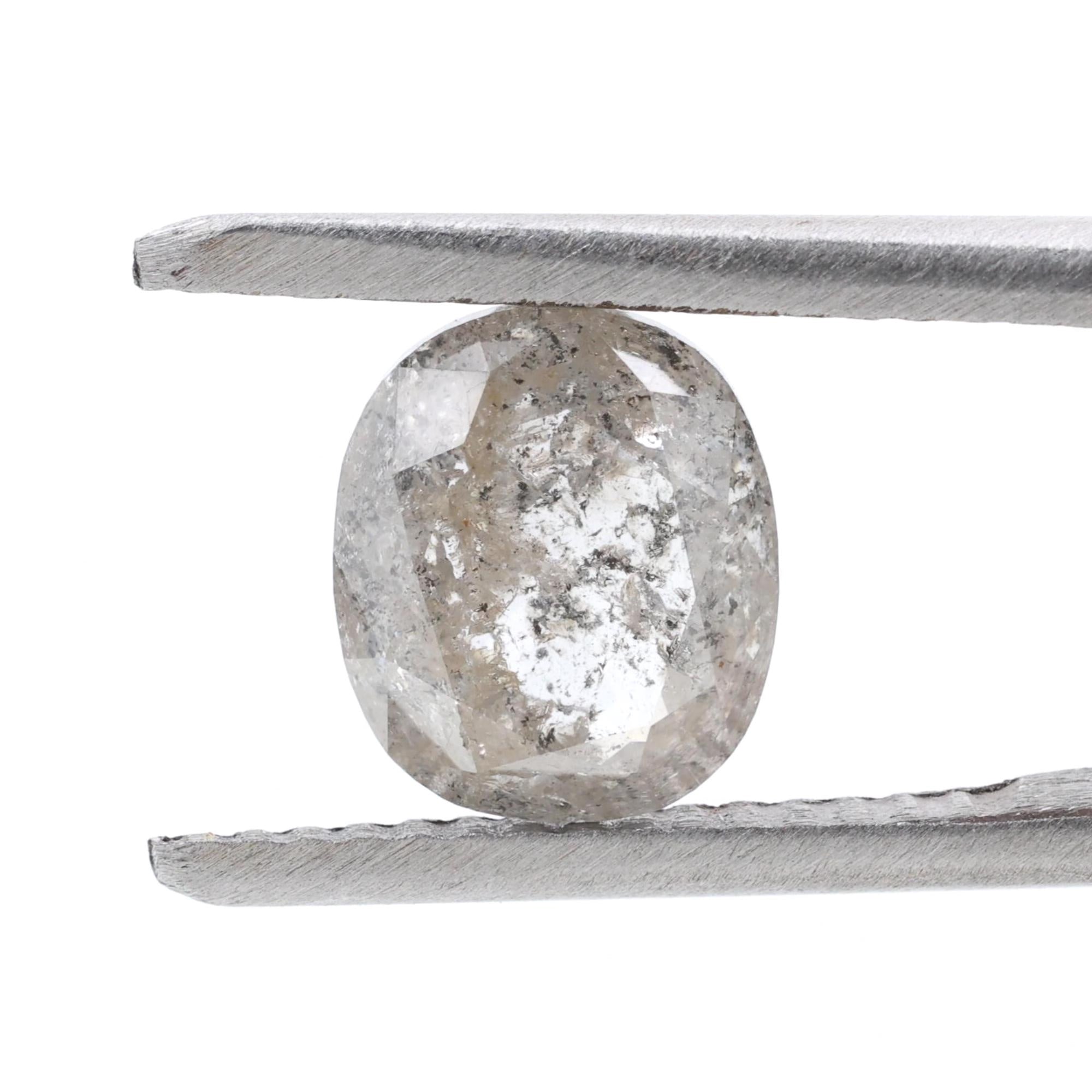 1.59 Ct Salt and Pepper Diamond, Natural Gray Oval Cut Loose Diamonds for Minimalist Engagement Ring