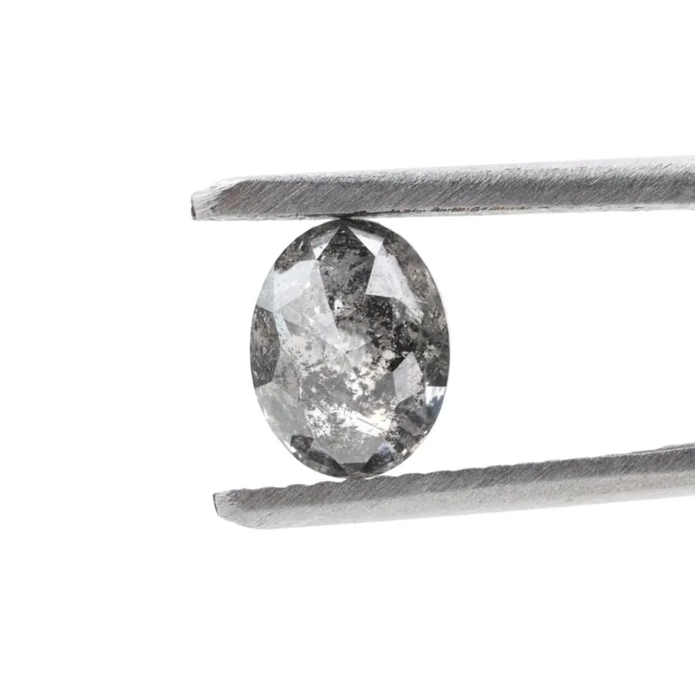 1.28 Ct Salt and Pepper Diamond, Natural Gray Smokey Oval Loose Diamonds for Minimalist Engagement Ring