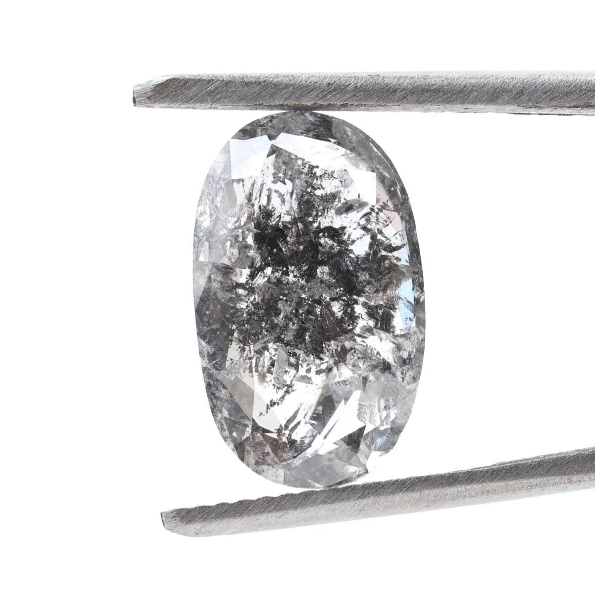 3.83 Ct Salt and Pepper Diamond, Natural Gray Smokey Oval Loose Diamonds for Minimalist Engagement Ring