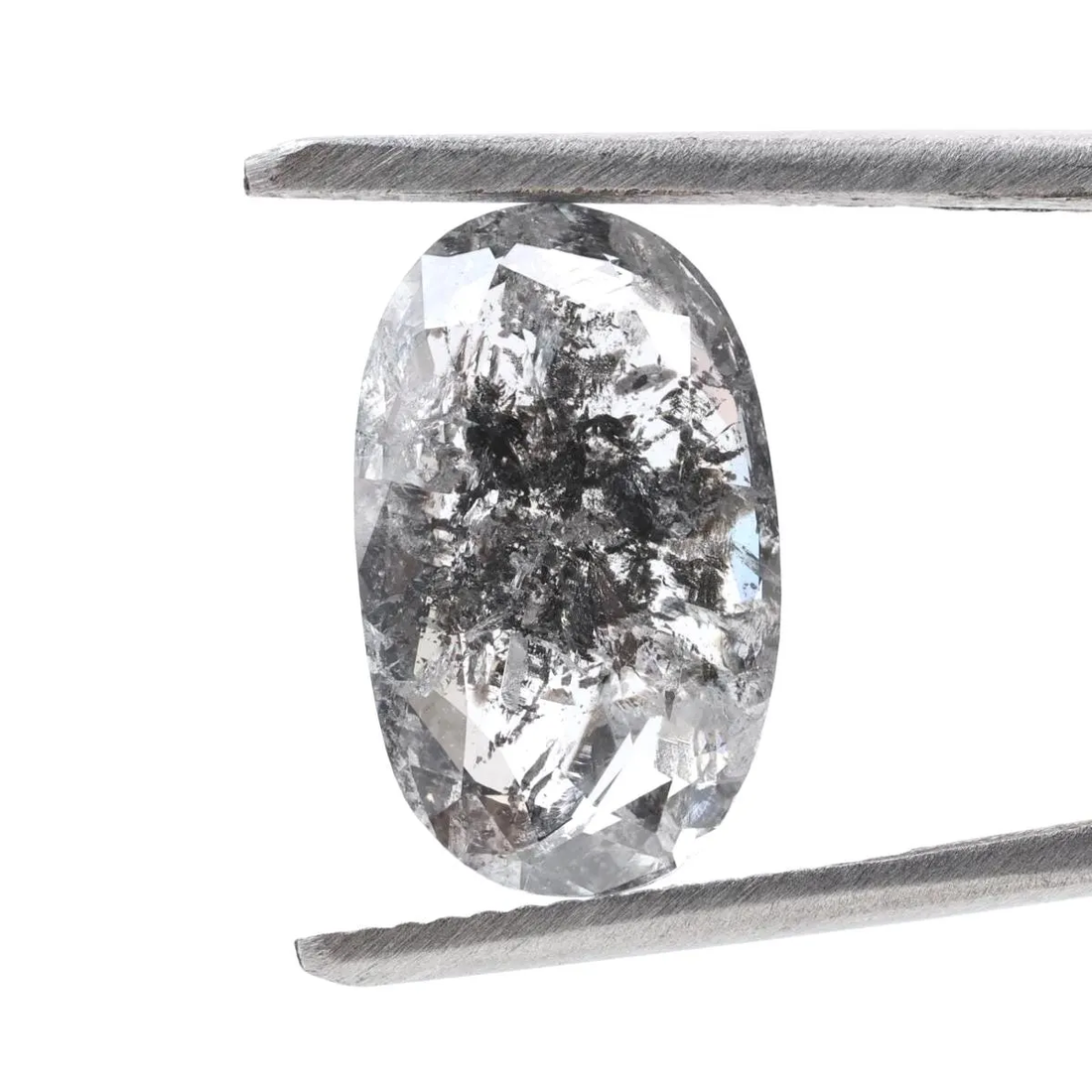 3.83 Ct Salt and Pepper Diamond, Natural Gray Smokey Oval Loose Diamonds for Minimalist Engagement Ring