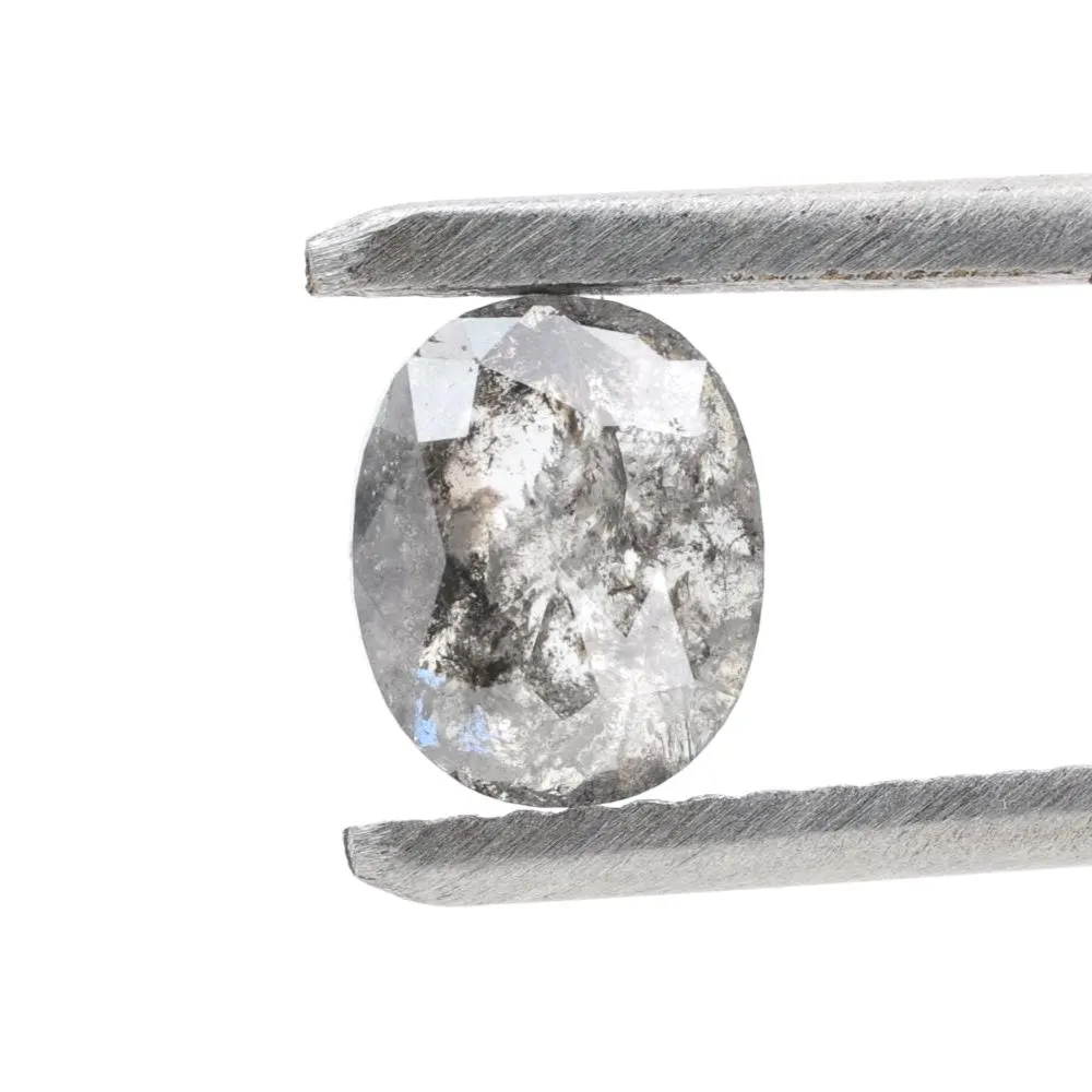 0.85 Ct Salt and Pepper Diamond, Natural Gray Smokey Oval Loose Diamonds for Minimalist Engagement Ring