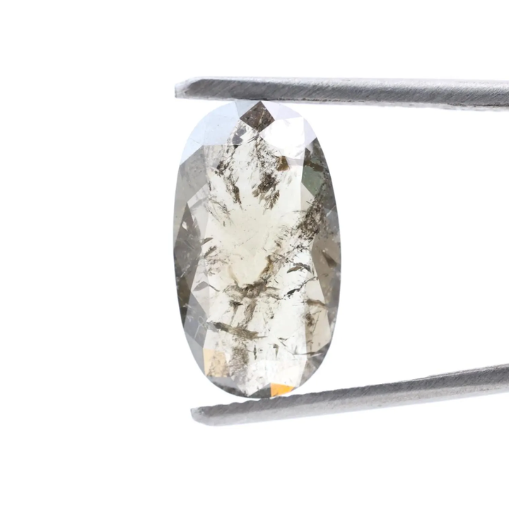 3.69 Ct Salt and Pepper Diamond, Natural Brown Oval Loose Diamonds for Minimalist Engagement Ring