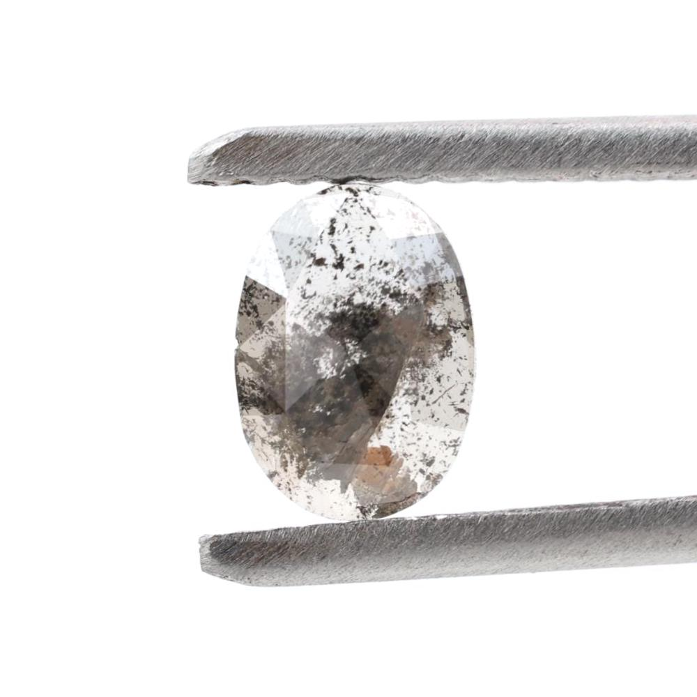 0.60 Ct Salt and Pepper Diamond, Natural Gray Oval Loose Diamonds for Minimalist Engagement Ring