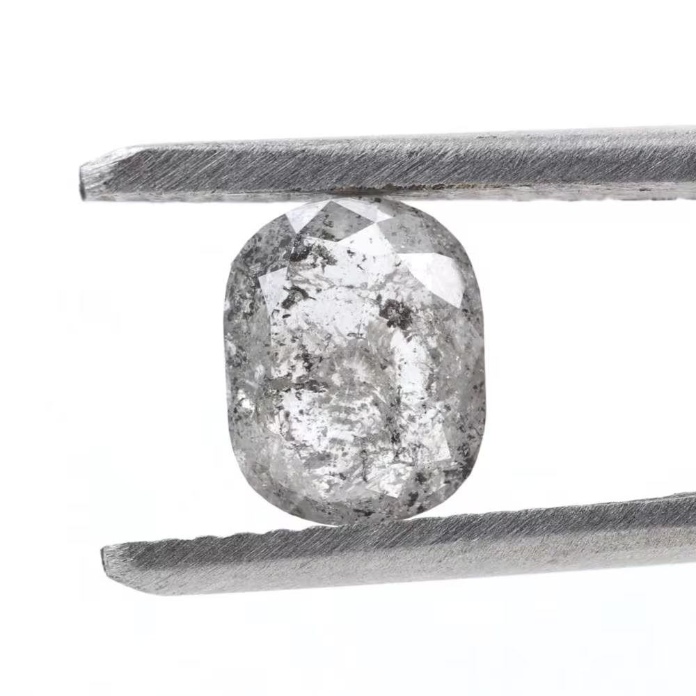 1.34 Ct Salt and Pepper Diamond, Natural Gray Smokey Oval Loose Diamonds for Minimalist Engagement Ring