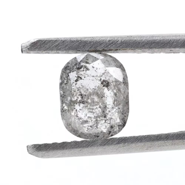 1.34 Ct Salt and Pepper Diamond, Natural Gray Smokey Oval Loose Diamonds for Minimalist Engagement Ring