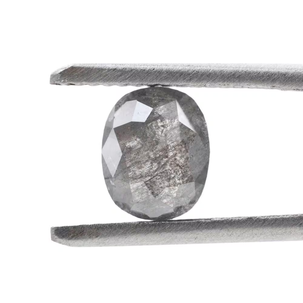 1.23 Ct Salt and Pepper Diamond, Natural Gray Smokey Oval Loose Diamonds for Minimalist Engagement Ring