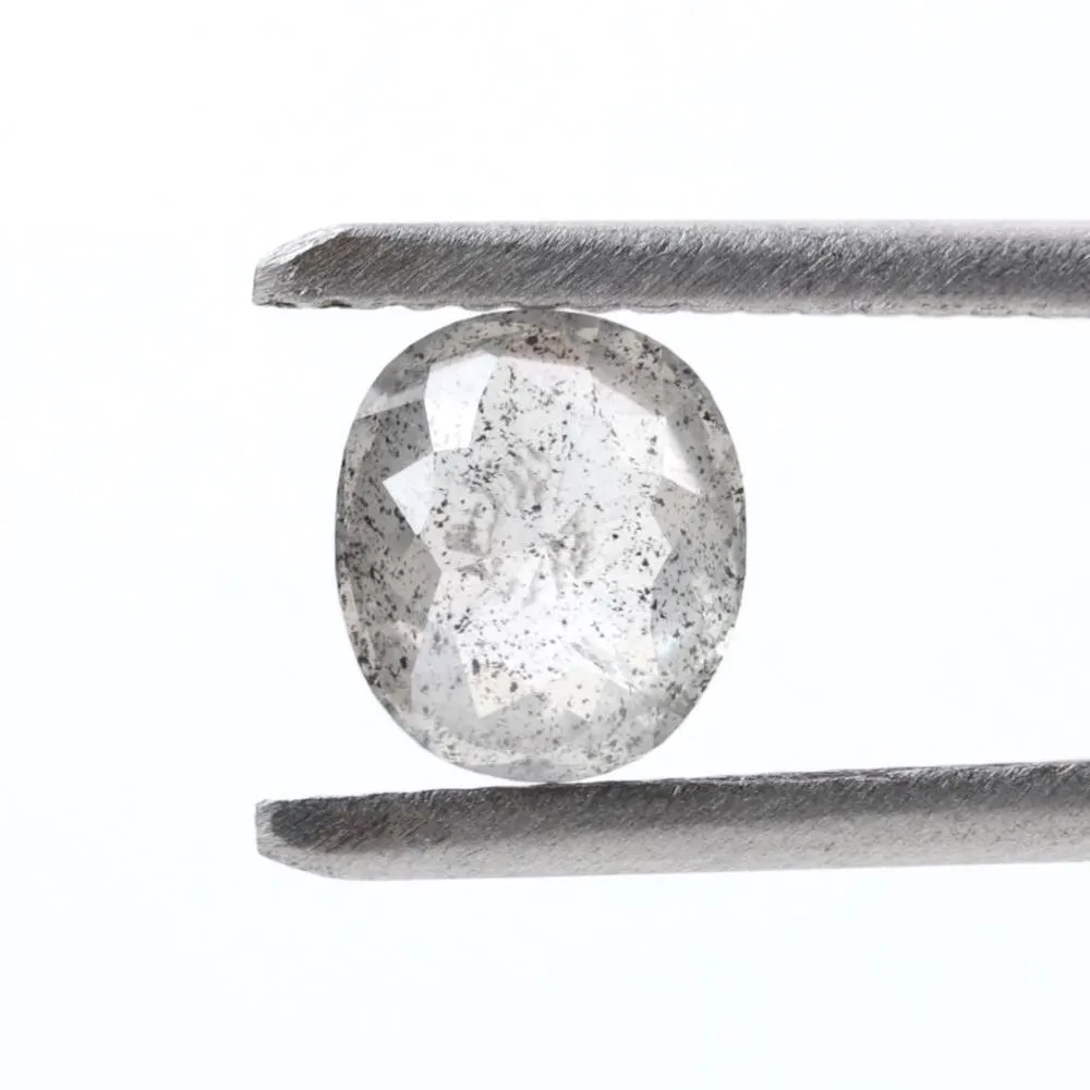 0.97 Ct Salt and Pepper Diamond, Natural Gray Smokey Oval Loose Diamonds for Minimalist Engagement Ring