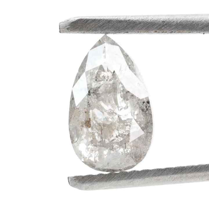 1.62 Ct Salt and Pepper Diamond, Natural Gray Color Pear Cut Loose Diamonds for Engagement Ring