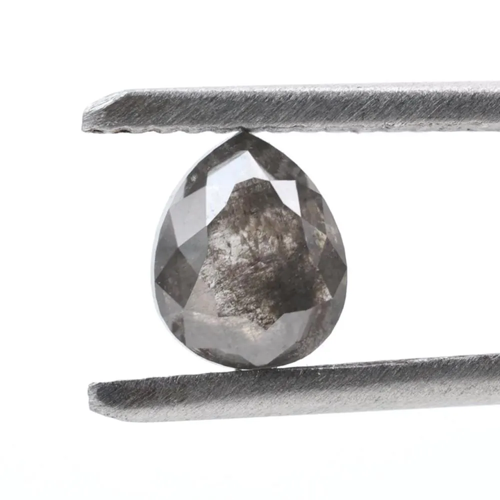 0.87 Ct Salt and Pepper Diamond, Natural Smokey Gray Color Pear Cut Loose Diamonds for Engagement Ring