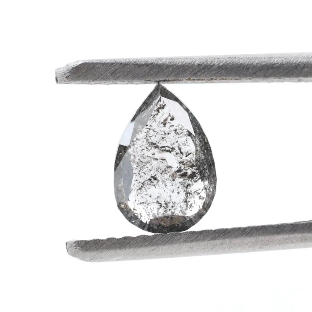 0.68 Ct Salt and Pepper Diamond, Natural Gray Color Pear Cut Loose Diamonds for Engagement Ring