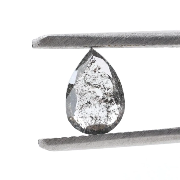 0.68 Ct Salt and Pepper Diamond, Natural Gray Color Pear Cut Loose Diamonds for Engagement Ring