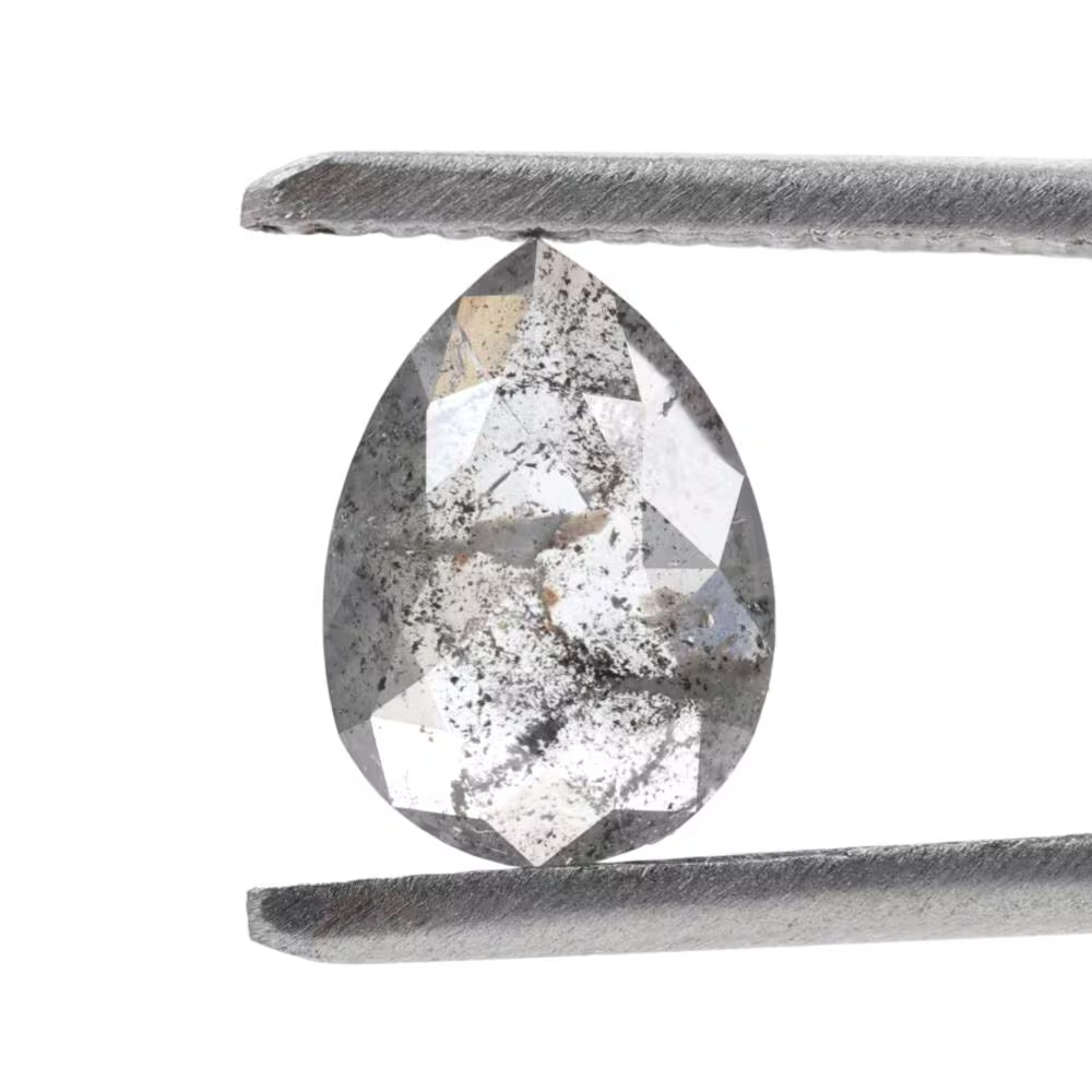 1.11 Ct Salt and Pepper Diamond, Natural Smokey Gray Color Pear Cut Loose Diamonds for Engagement Ring