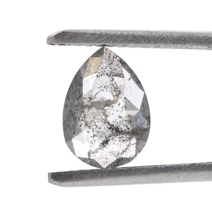 1.11 Ct Salt and Pepper Diamond, Natural Smokey Gray Color Pear Cut Loose Diamonds for Engagement Ring