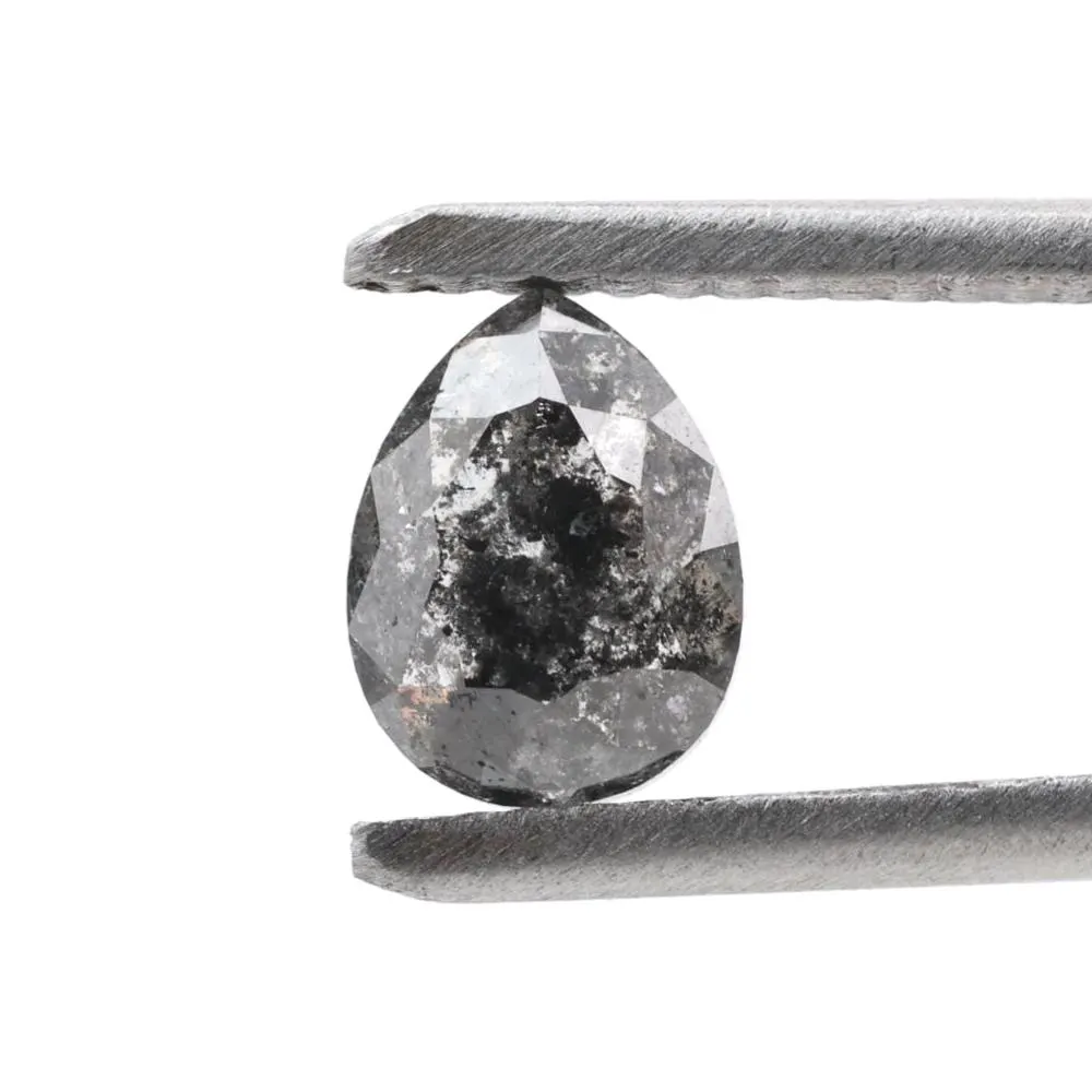 1.17 Ct Salt and Pepper Diamond, Natural Gray Color Pear Cut Loose Diamonds for Wedding Ring