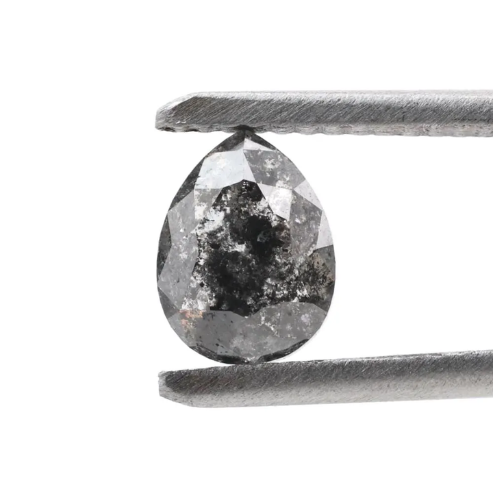 1.17 Ct Salt and Pepper Diamond, Natural Gray Color Pear Cut Loose Diamonds for Wedding Ring