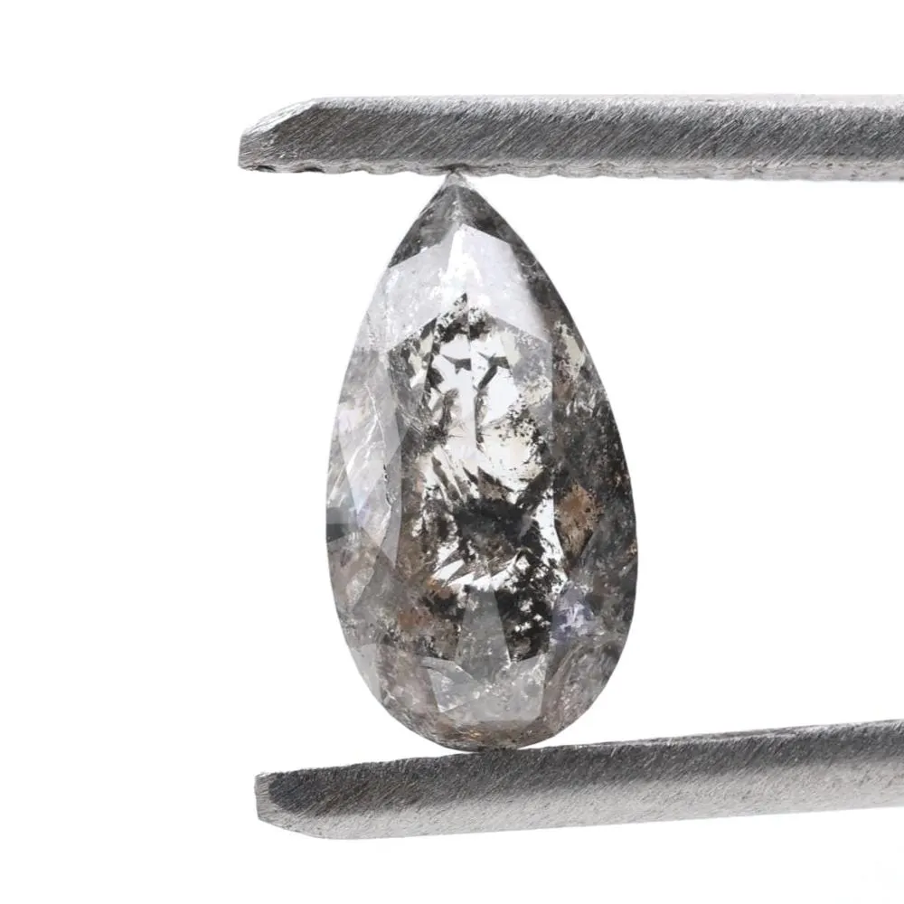 1.25 Ct Salt and Pepper Diamond, Natural Smokey Gray Color Pear Cut Loose Diamonds for Engagement Ring