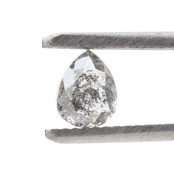 0.83 Ct Salt and Pepper Diamond, Natural Gray Color Pear Cut Loose Diamonds for Wedding Ring