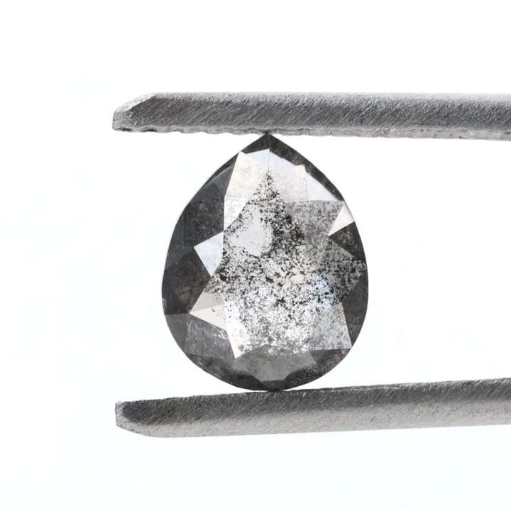 1.12 Ct Salt and Pepper Diamond, Natural Smokey Gray Color Pear Cut Loose Diamonds for Engagement Ring