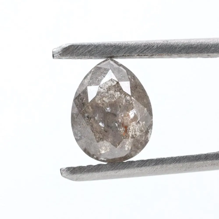 1.68 Ct Salt and Pepper Diamond, Natural Gray Color Pear Cut Loose Diamonds for Engagement Ring