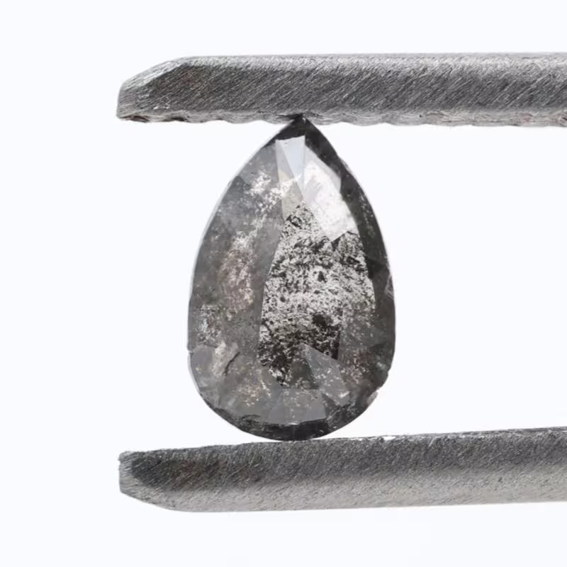 0.39 Ct Salt and Pepper Diamond, Natural Gray Color Pear Cut Loose Diamonds for Engagement Ring