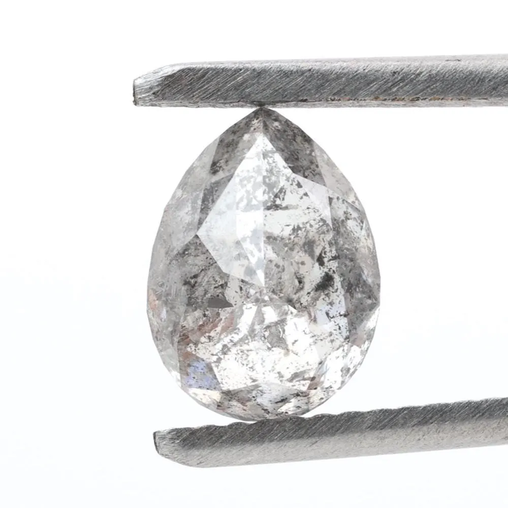 1.93 Ct Salt and Pepper Diamond, Natural Gray Color Pear Cut Loose Diamonds for Engagement Ring